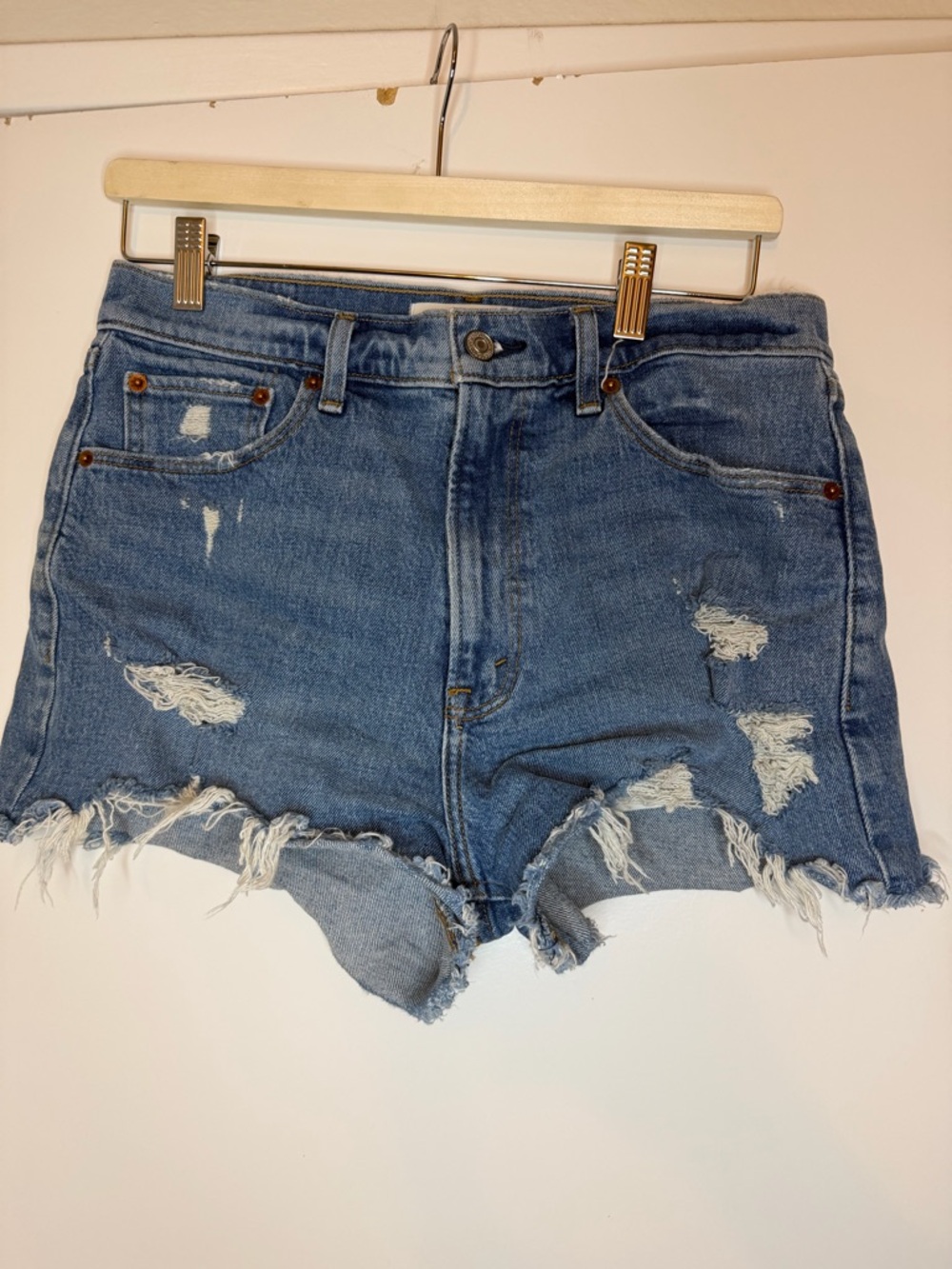 abercrombie and fitch Denim Distressed High-Rise Women’s Shorts Blue size 28 /6